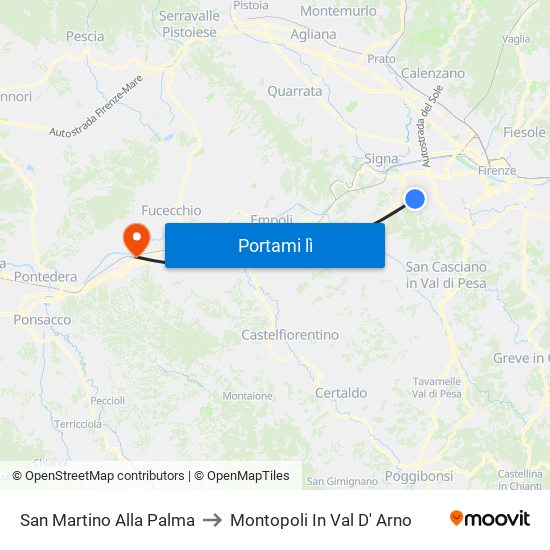 San Martino Alla Palma to Montopoli In Val D' Arno map