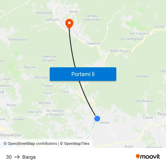 30 to Barga map