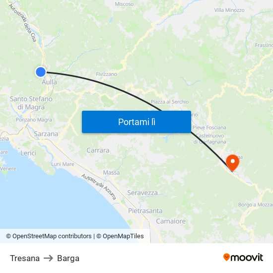 Tresana to Barga map