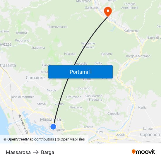 Massarosa to Barga map