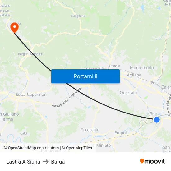 Lastra A Signa to Barga map