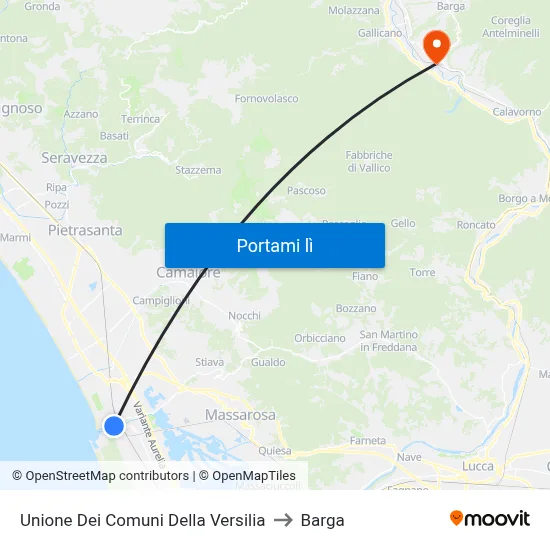 Unione Dei Comuni Della Versilia to Barga map
