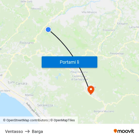 Ventasso to Barga map