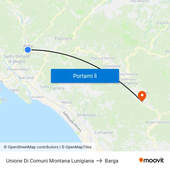 Unione Di Comuni Montana Lunigiana to Barga map