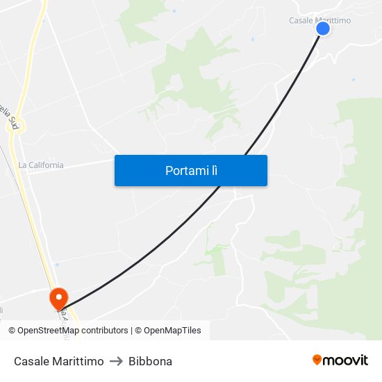 Casale Marittimo to Bibbona map