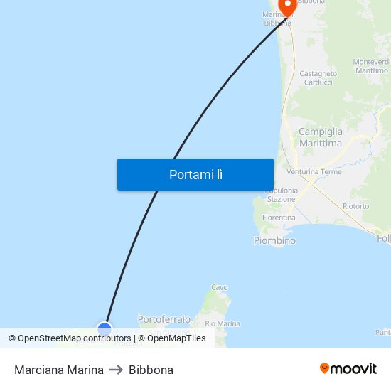 Marciana Marina to Bibbona map