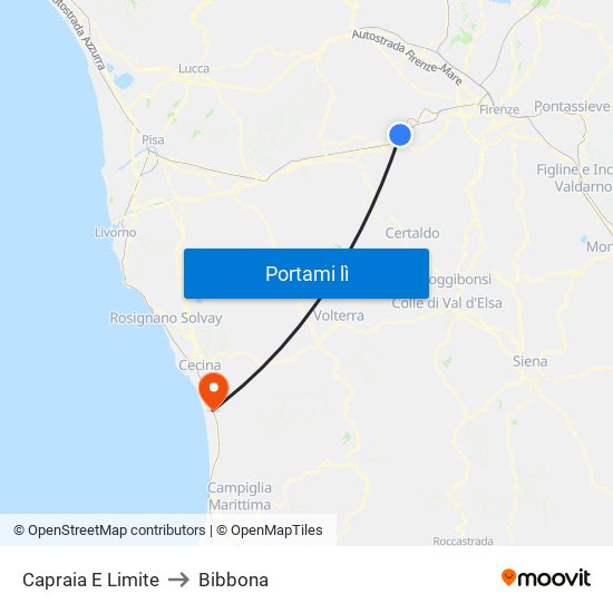 Capraia E Limite to Bibbona map