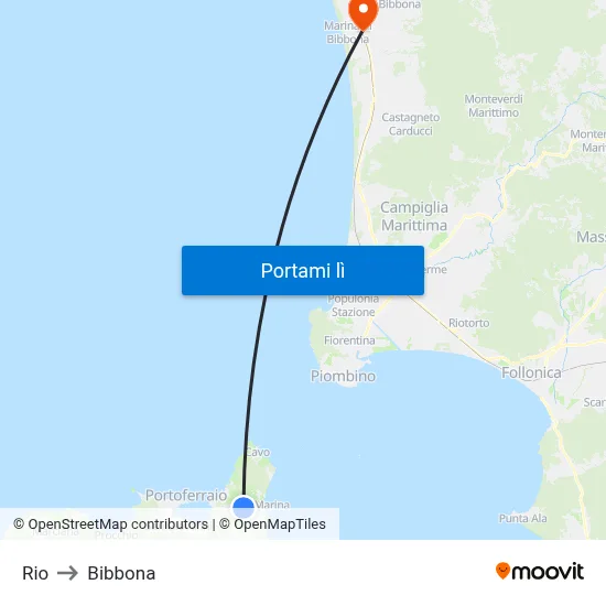 Rio to Bibbona map