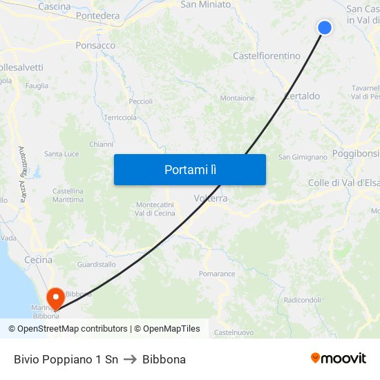 Bivio Poppiano 1                 Sn to Bibbona map