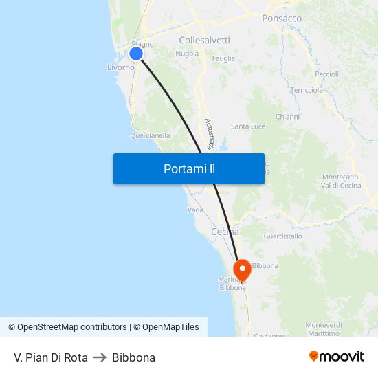 V. Pian Di Rota to Bibbona map