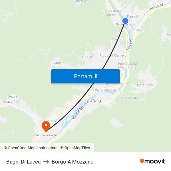 Bagni Di Lucca to Borgo A Mozzano map