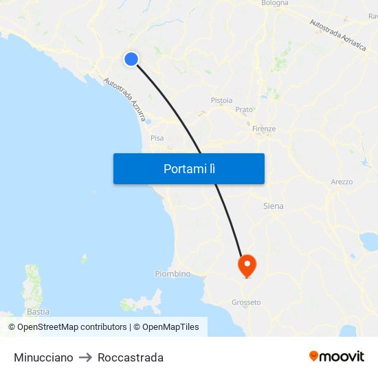 Minucciano to Roccastrada map