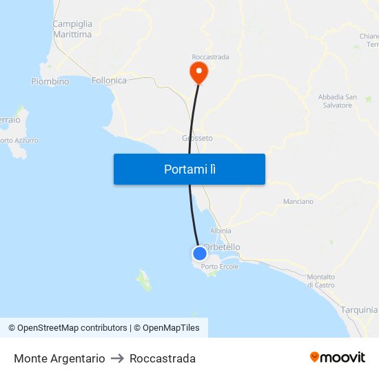 Monte Argentario to Roccastrada map