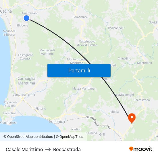 Casale Marittimo to Roccastrada map