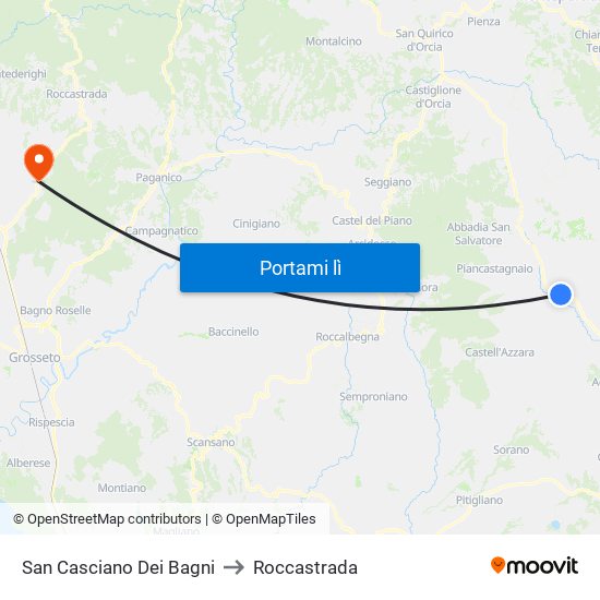 San Casciano Dei Bagni to Roccastrada map