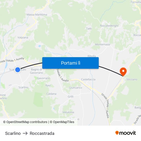 Scarlino to Roccastrada map