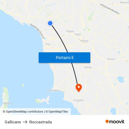 Gallicano to Roccastrada map