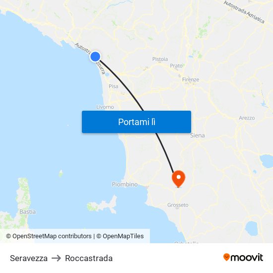 Seravezza to Roccastrada map