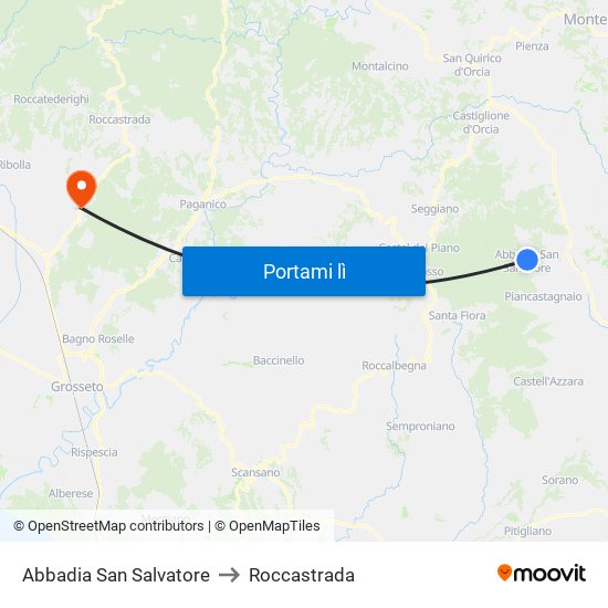 Abbadia San Salvatore to Roccastrada map