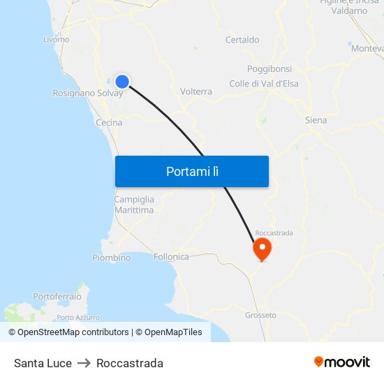 Santa Luce to Roccastrada map