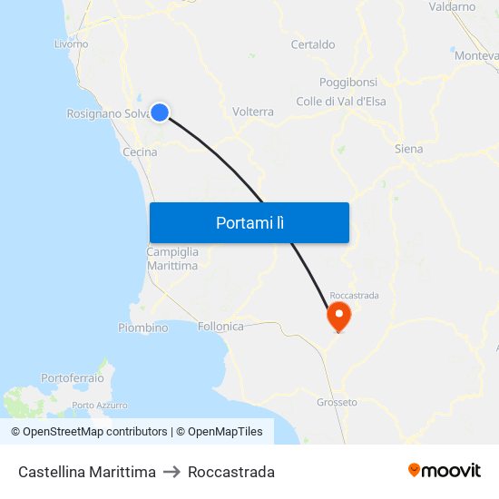 Castellina Marittima to Roccastrada map