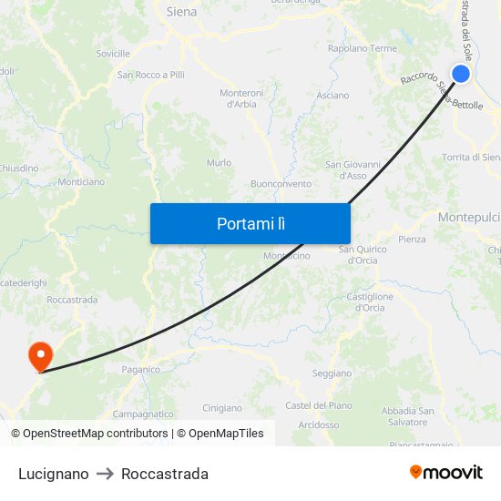 Lucignano to Roccastrada map