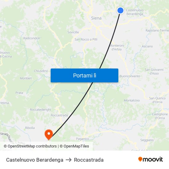 Castelnuovo Berardenga to Roccastrada map