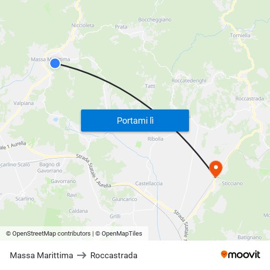 Massa Marittima to Roccastrada map