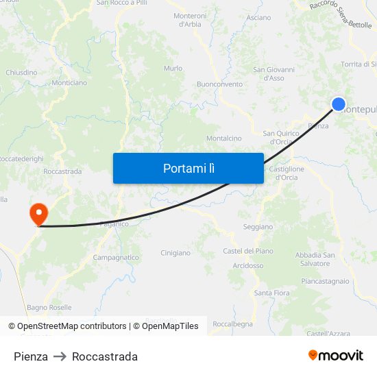 Pienza to Roccastrada map