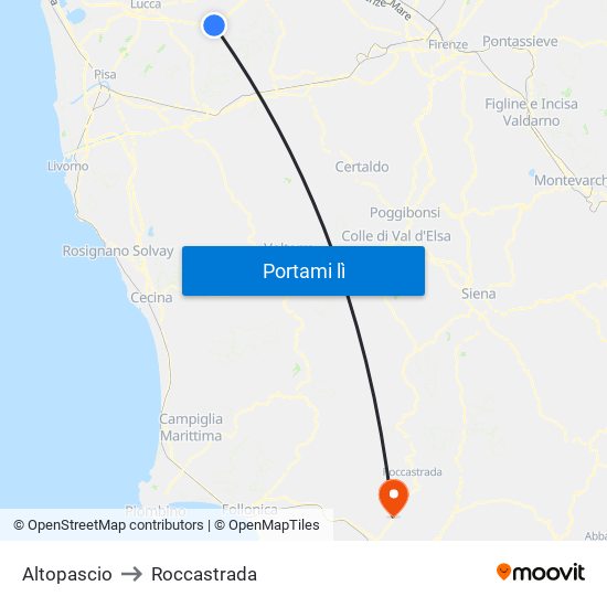 Altopascio to Roccastrada map