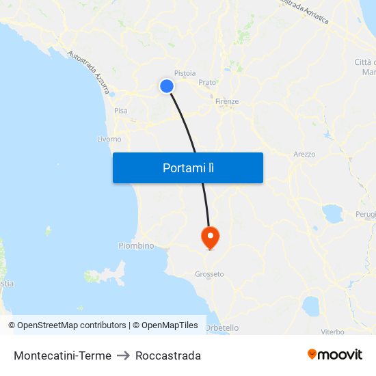 Montecatini-Terme to Roccastrada map