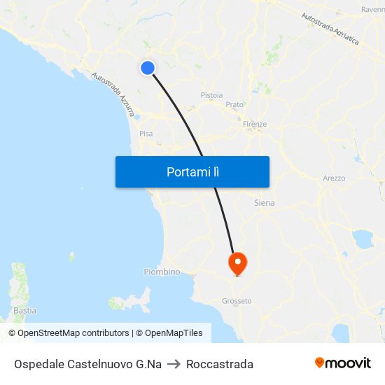 Ospedale Castelnuovo G.Na to Roccastrada map