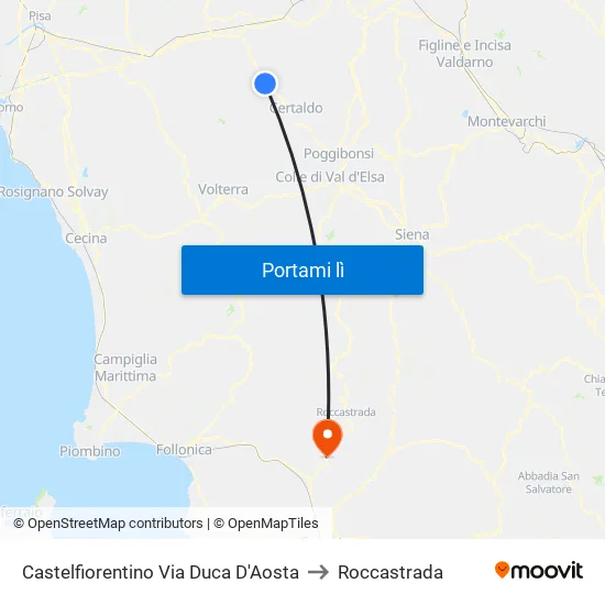 Castelfiorentino Via Duca D'Aosta to Roccastrada map