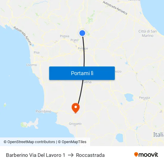 Barberino Via Del Lavoro 1 to Roccastrada map