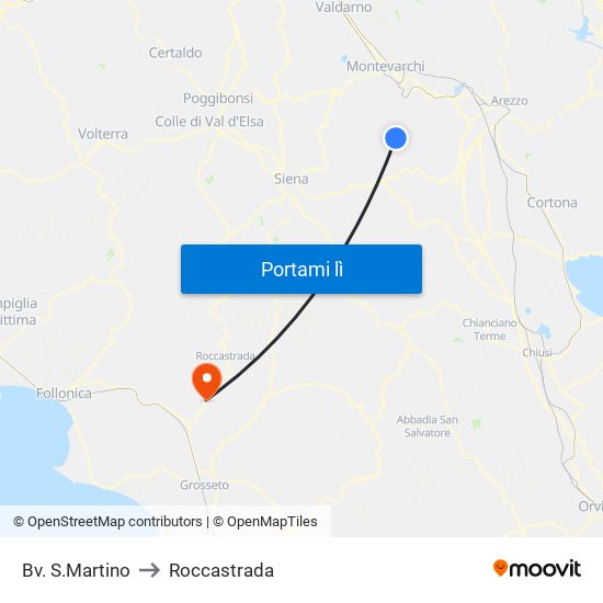 Bv. S.Martino to Roccastrada map