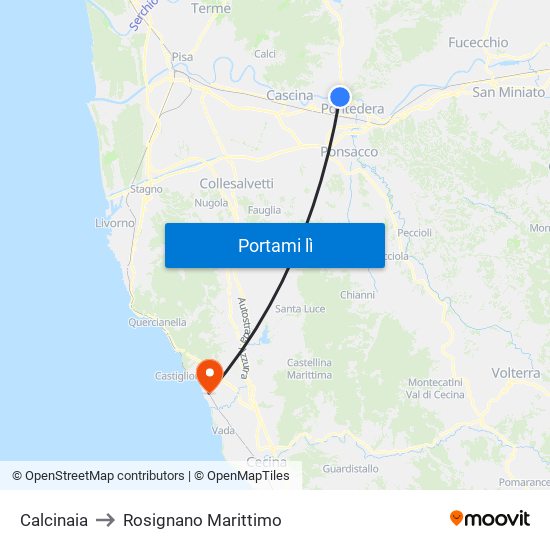 Calcinaia to Rosignano Marittimo map