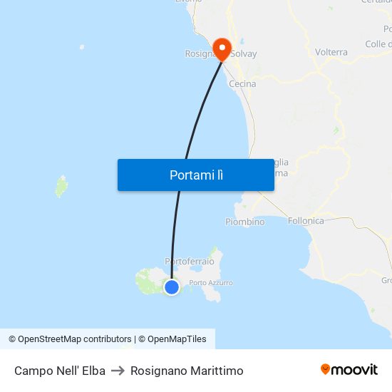 Campo Nell' Elba to Rosignano Marittimo map