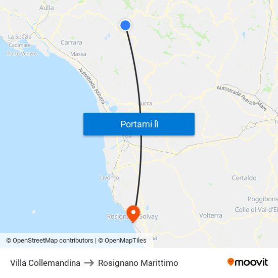 Villa Collemandina to Rosignano Marittimo map