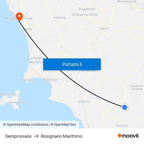 Semproniano to Rosignano Marittimo map