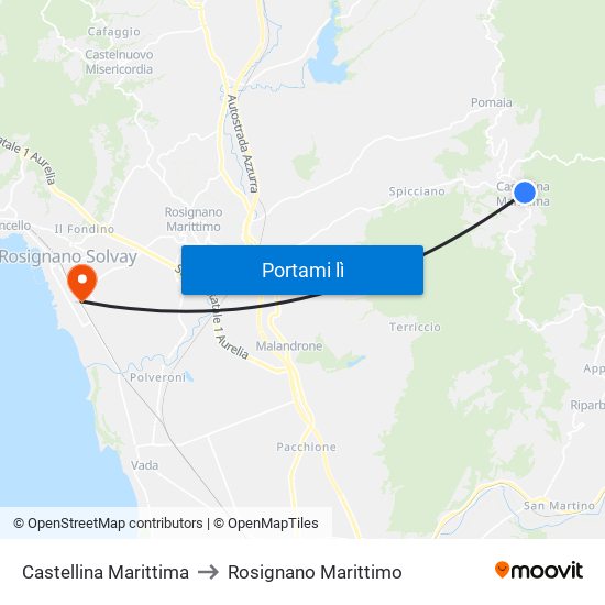 Castellina Marittima to Rosignano Marittimo map