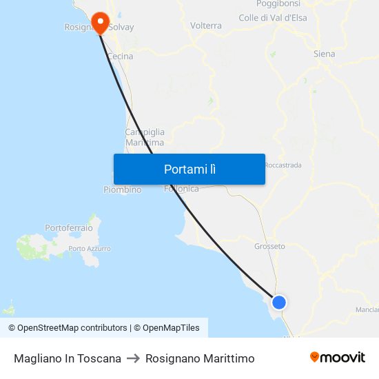 Magliano In Toscana to Rosignano Marittimo map