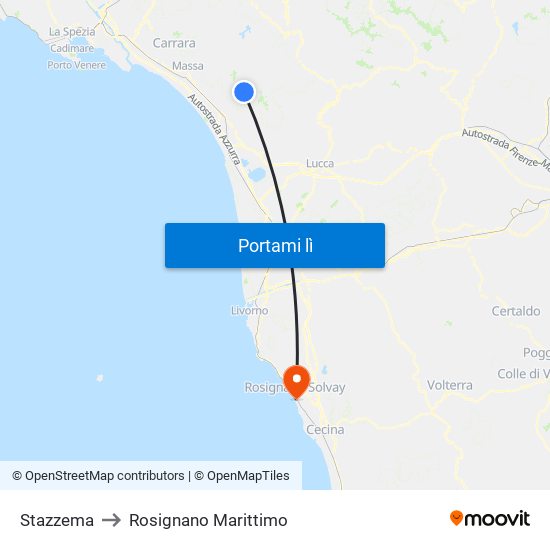 Stazzema to Rosignano Marittimo map