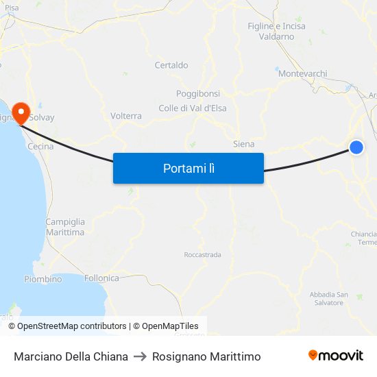 Marciano Della Chiana to Rosignano Marittimo map