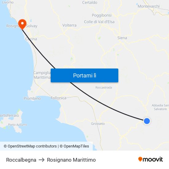 Roccalbegna to Rosignano Marittimo map