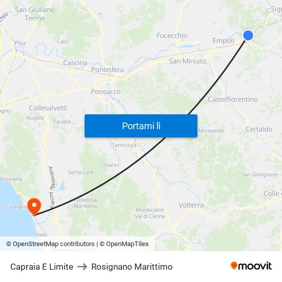 Capraia E Limite to Rosignano Marittimo map