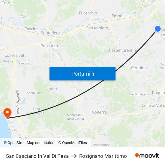 San Casciano In Val Di Pesa to Rosignano Marittimo map