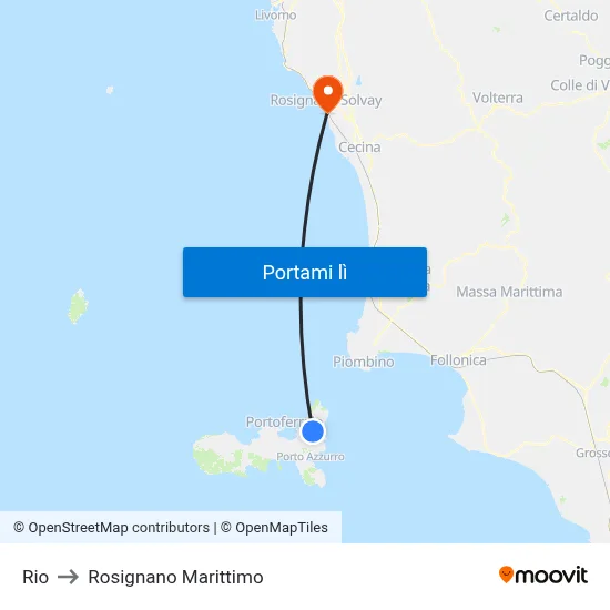 Rio to Rosignano Marittimo map