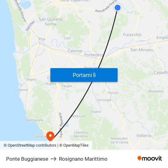 Ponte Buggianese to Rosignano Marittimo map