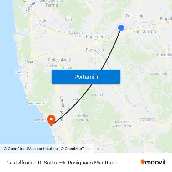 Castelfranco Di Sotto to Rosignano Marittimo map