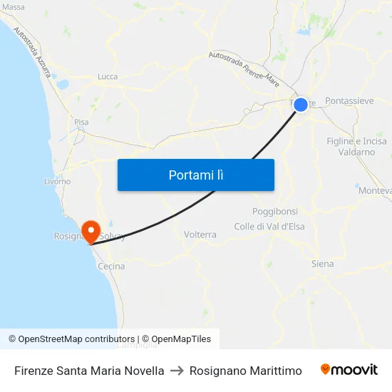 Firenze Santa Maria Novella to Rosignano Marittimo map